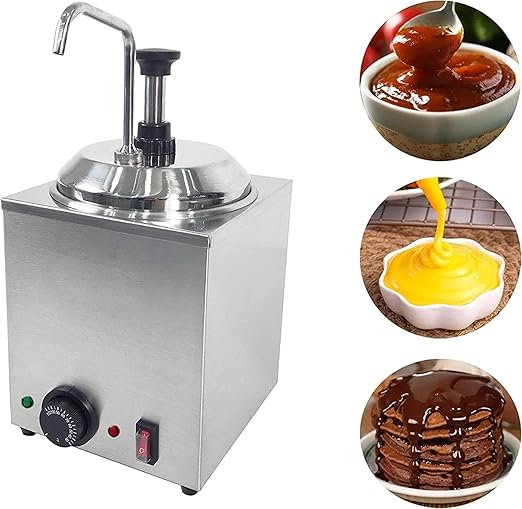 2.5L Square Cheese warmer & dispenser - Stainless Steel Spout Heater for Hot Fudge Nacho Cheese Caramel - COOLBABY