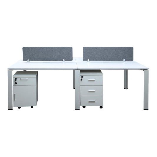 COOLBABY Premium 4-Person Office Workstation with Movable Drawers - COOLBABY