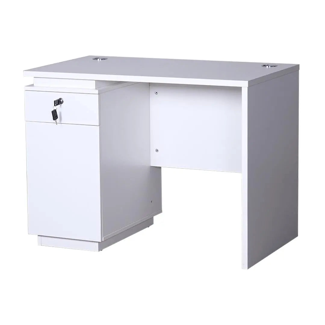 Office Table with Drawers – Matt White Desk with Storage | 100cm & 120cm Workstation