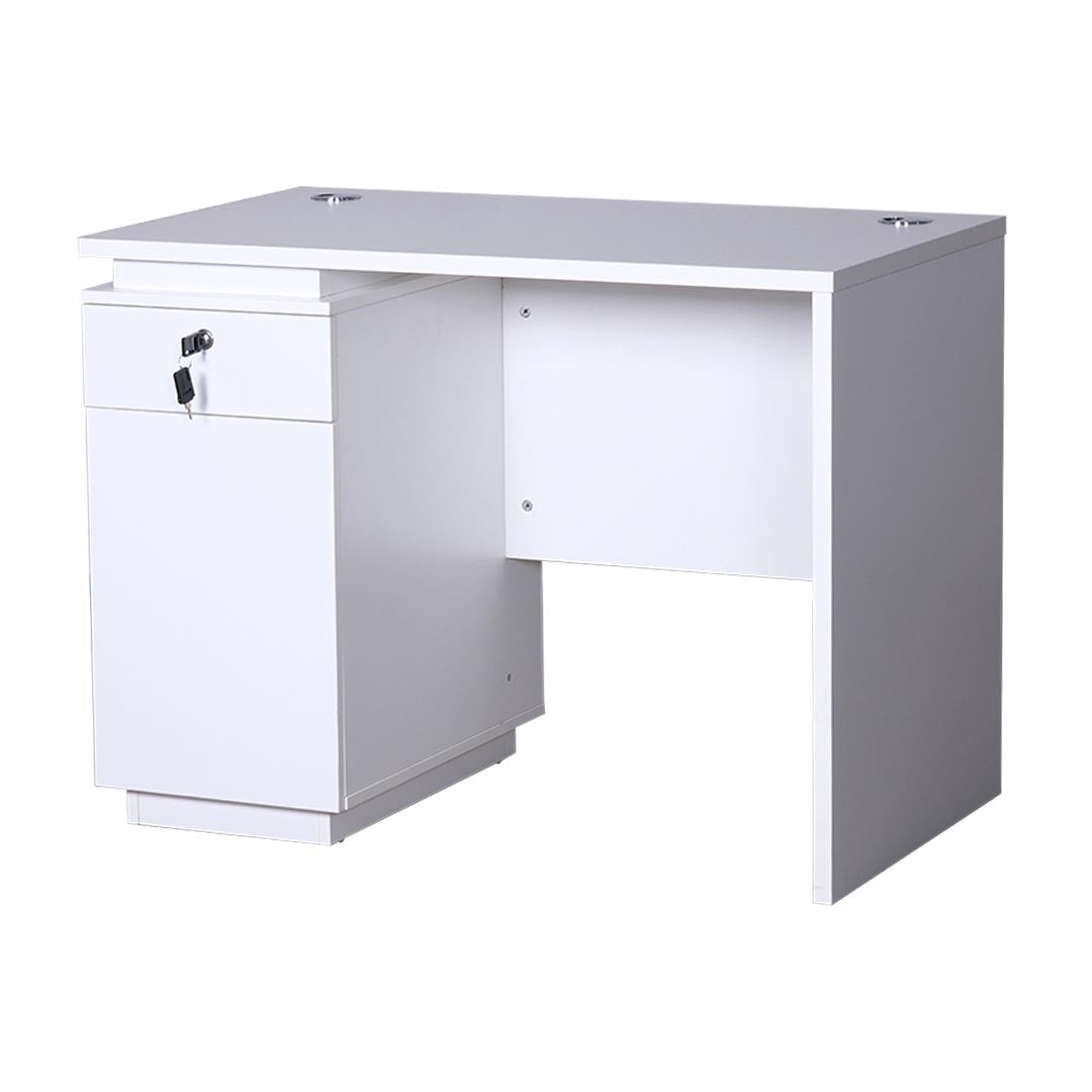 COOLBABY Modern Office Desk with Drawers – 100 cm / 120 cm, Matt White - COOLBABY