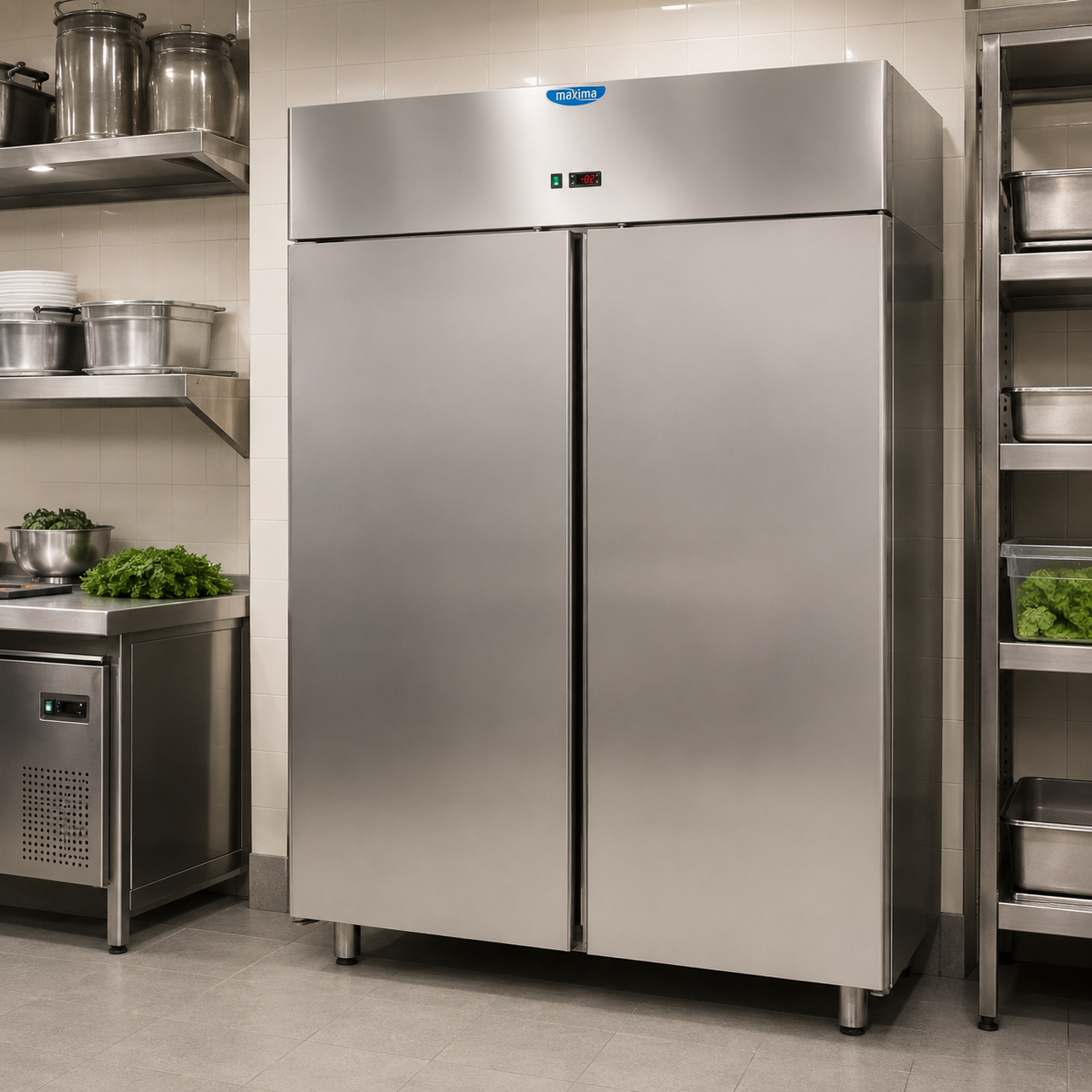 Upright Freezer 1476L Double Stainless Steel Door – Commercial Freezer with Italian Innovation