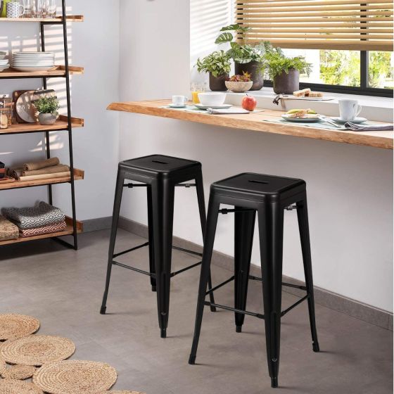 Metal Stackable Bar-Home Kitchen Stool - Black - COOLBABY