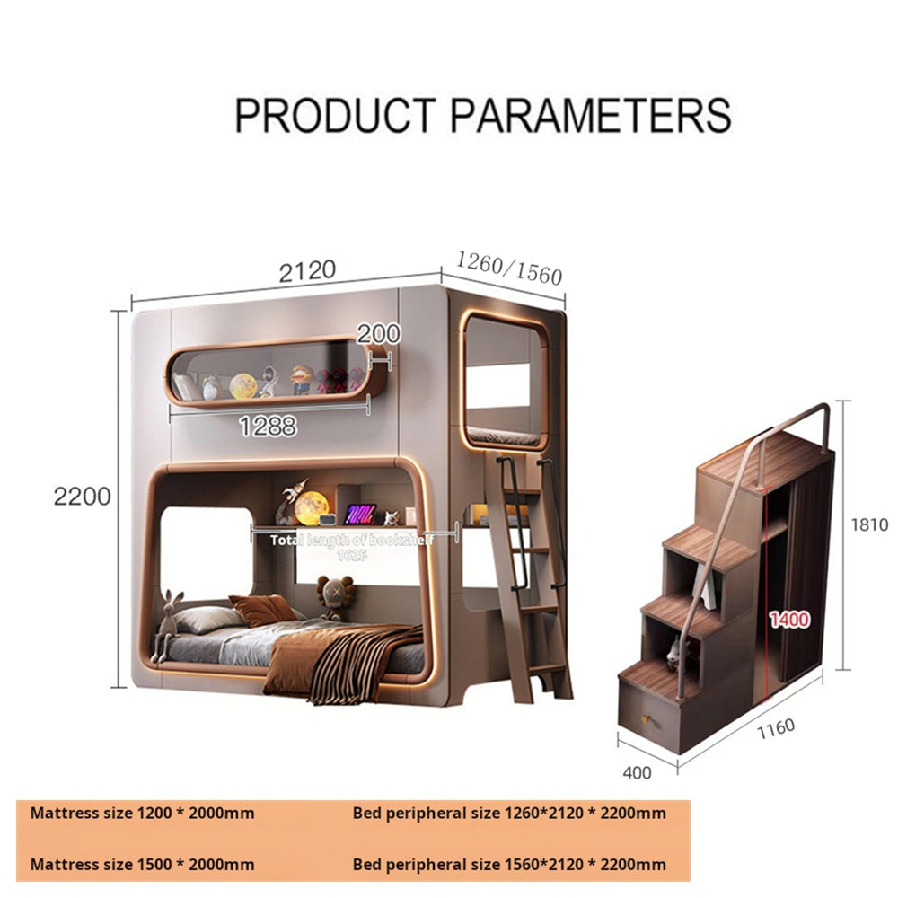 COOLBABY ZLJ1121 Space Capsule Bunk Bed with High Guardrails