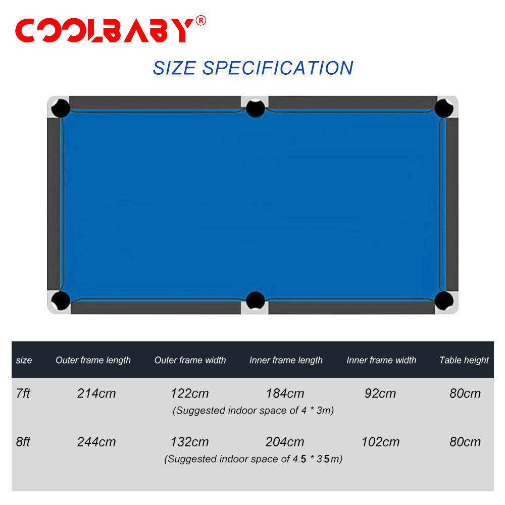 COOLBABY Billiards Table Indoor Entertainment Sport 8FT Auto Ball Return America Pool Billiard Table - Perfect for Family Game Room