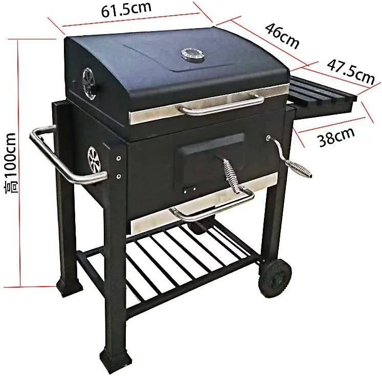 COOLBABY Trolley Charcoal Barbecue Grill - Outdoor Patio Garden BBQ with Side Trays and Storage Shelf - COOL BABY