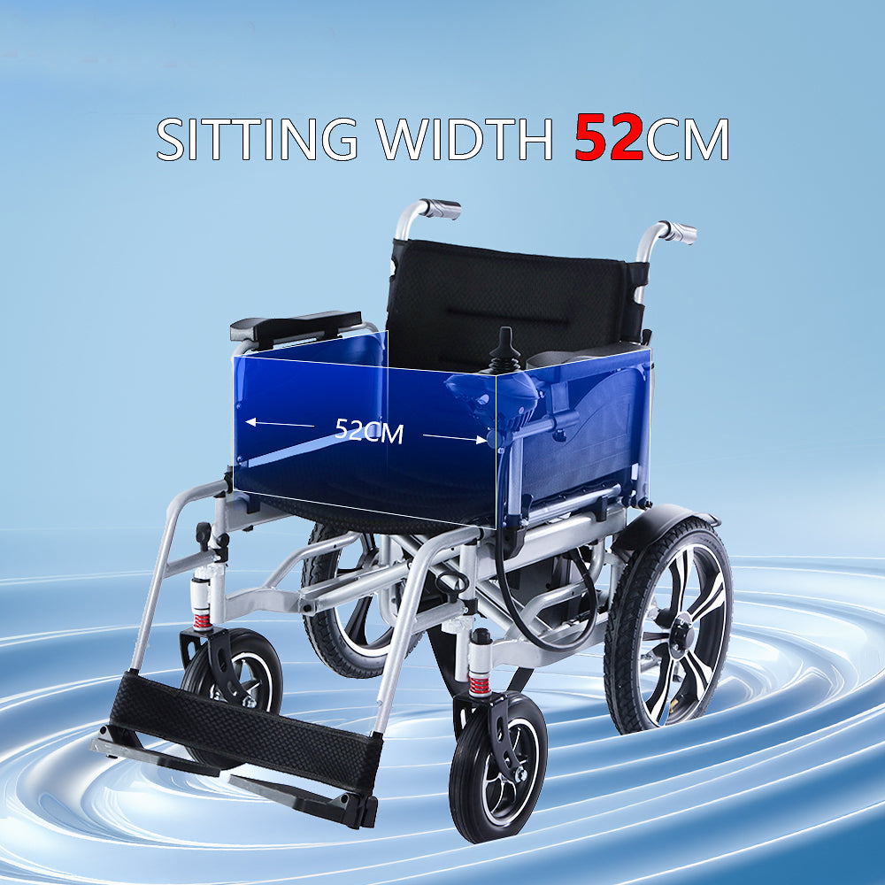 52cm Widen Seat Lightweight Foldable Electric Wheelchair All Terrain Power Wheel Chair for Adults, Seniors, Elderly - COOLBABY