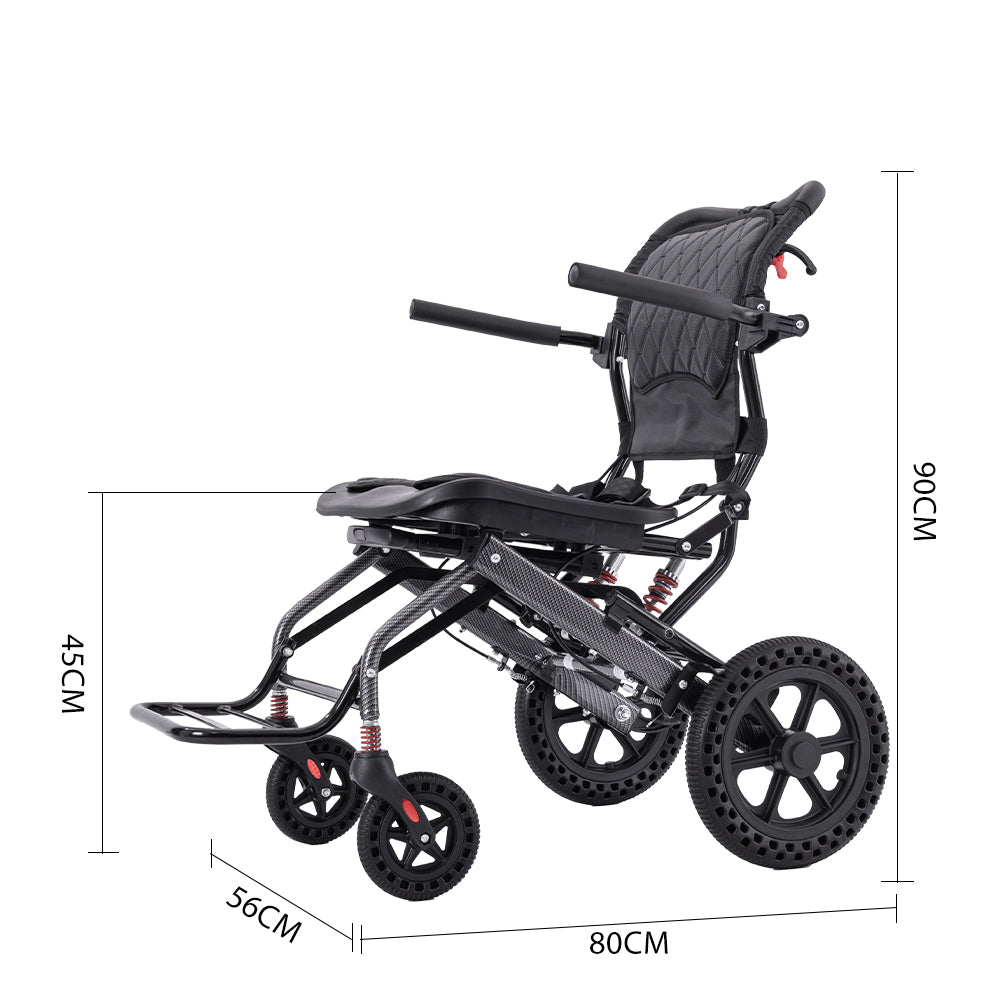 Ultra Lightweight Portable Ergonomic Design Foldable Manual Wheelchair with Pull Rod Aluminum Alloy Travel Wheelchair - COOLBABY