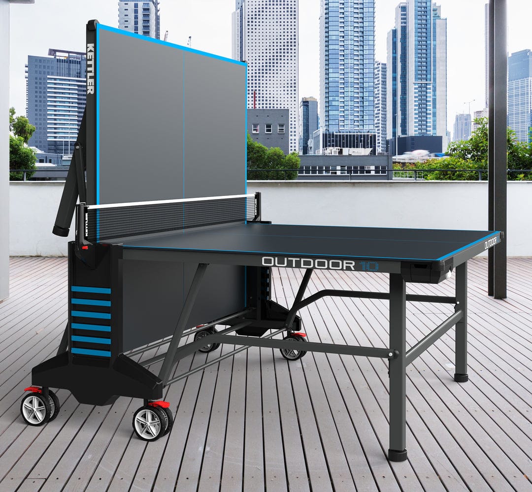 Outdoor 10 Table Tennis Table With 4 Large Wheels