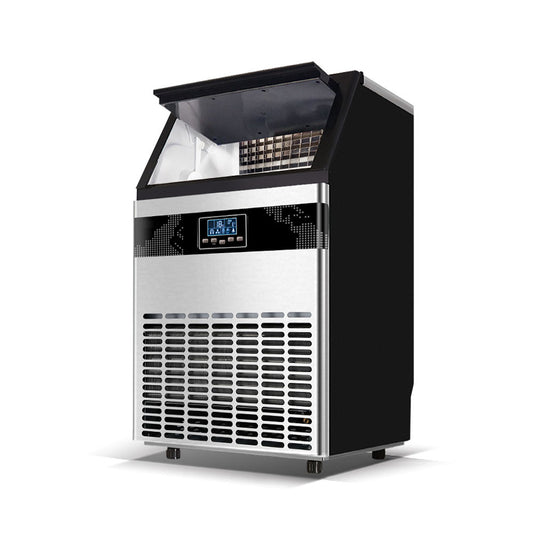 Commercial Ice Maker Machine, 80kg Daily Output, Stainless Steel, LCD Display, Automatic Water Supply, 300W, 15kg Ice Storage Capacity