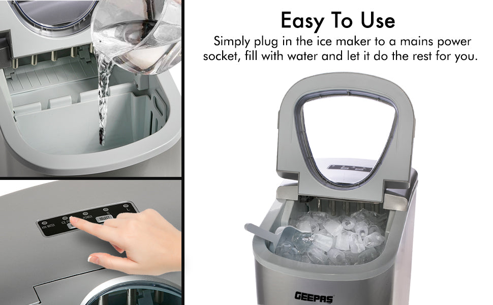Portable Ice Cube Maker – 2.2L Tank, 12kg/24H Output, Two Ice Sizes, Eco-Friendly Refrigerant, Silent Operation - COOLBABY