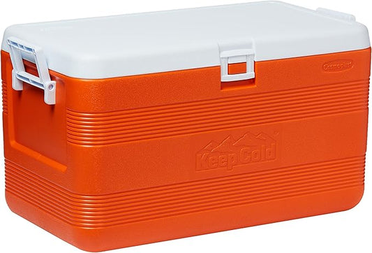 70L Plastic Cooler Icebox Deluxe with Wheels Orange – Heavy Duty Insulated Cooler with 6-Day Ice Retention