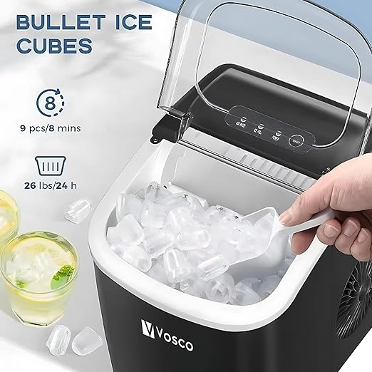 Portable Compact Ice Maker (Black, 26 lbs/24H)