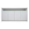 COOLBABY Durable Matt White Low Cabinet with HDF Panels and Stay-Open Doors - 160x40x85 cm - COOLBABY