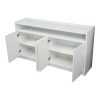 COOLBABY Durable Matt White Low Cabinet with HDF Panels and Stay-Open Doors - 160x40x85 cm - COOLBABY