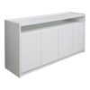 COOLBABY Durable Matt White Low Cabinet with HDF Panels and Stay-Open Doors - 160x40x85 cm - COOLBABY