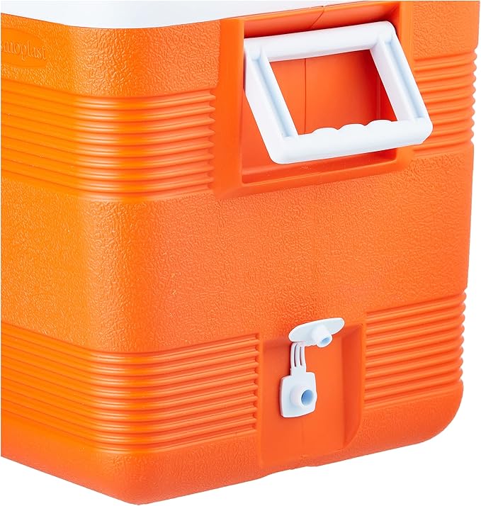 60L Plastic Cooler Icebox Deluxe Orange – Heavy Duty Insulated Cooler with 6-Day Ice Retention
