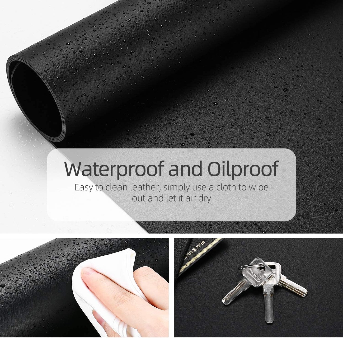 COOLBABY Multifunctional Office Desk Pad, Ultra Thin Waterproof PU Leather Mouse Pad, Dual Use Desk Writing Mat for Office/Home(9045 CM，Black+Black), YLY2047 BLK 90, 90 x 45cm - COOLBABY