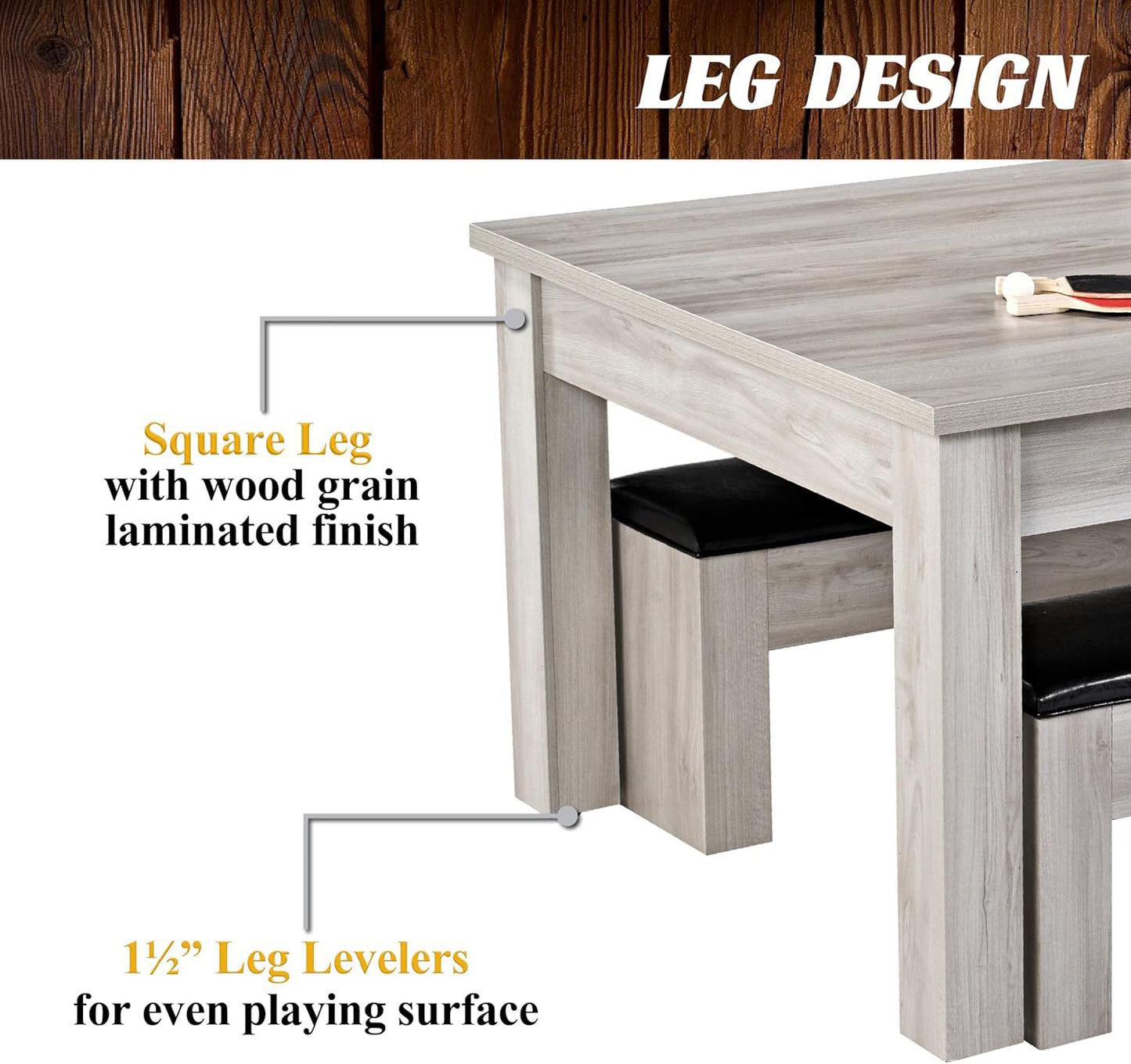 7ft 3-in-1 Convertible Multifunction Billiard Pool Table with Dining Top&Ping Pong Top with Two Benches