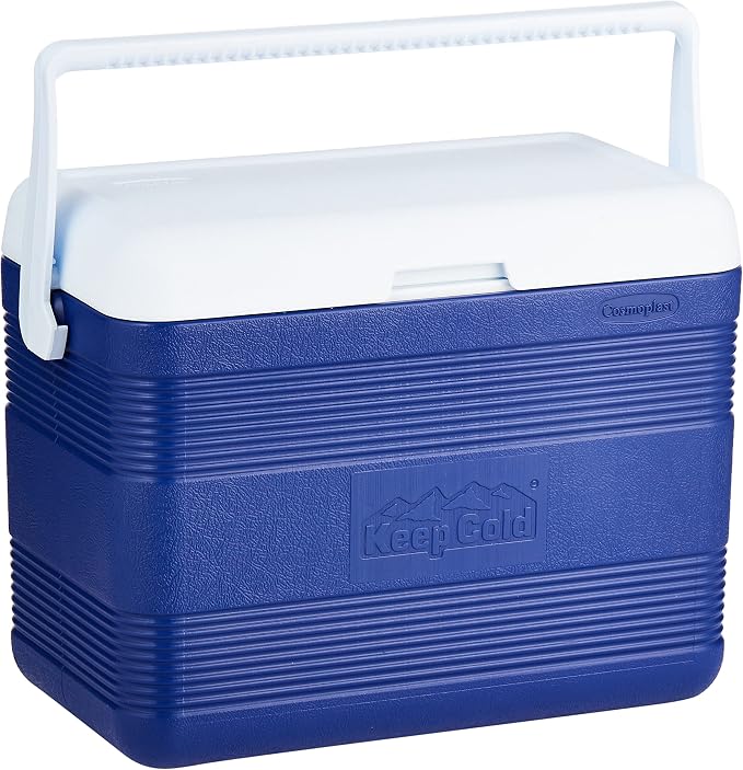 Deluxe 30L Plastic Cooler Icebox – Blue Insulated Picnic Cooler with 5-Day Ice Retention