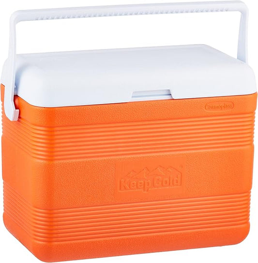 30L Deluxe Plastic Cooler Icebox Orange – Portable Insulated Picnic Cooler with 5-Day Ice Retention