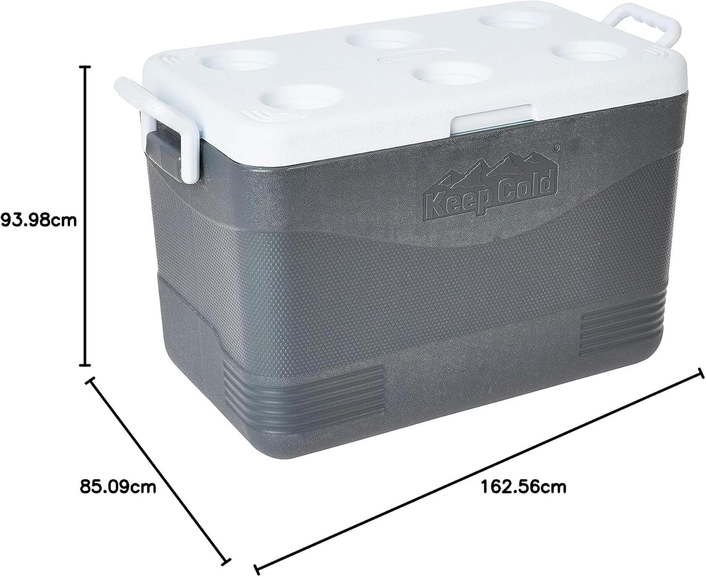 46L Plastic Picnic Cooler Icebox Cool Grey – Portable Insulated Cooler with 3-Day Ice Retention