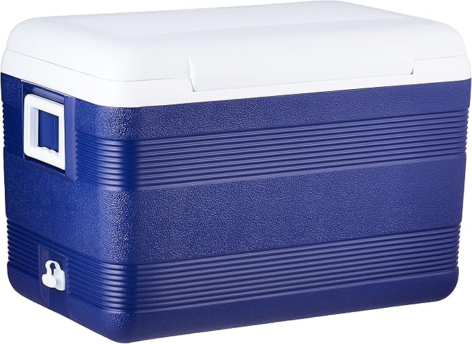 60L Plastic Cooler Icebox Deluxe Blue – Heavy Duty Insulated Cooler with 6-Day Ice Retention