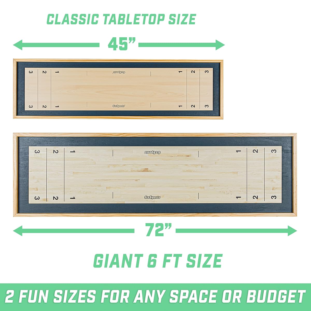 6ft Tabletop Shuffleboard & Curling 2-in-1 Game Set | Portable Wooden Board with 8 Pucks & Tote Bag