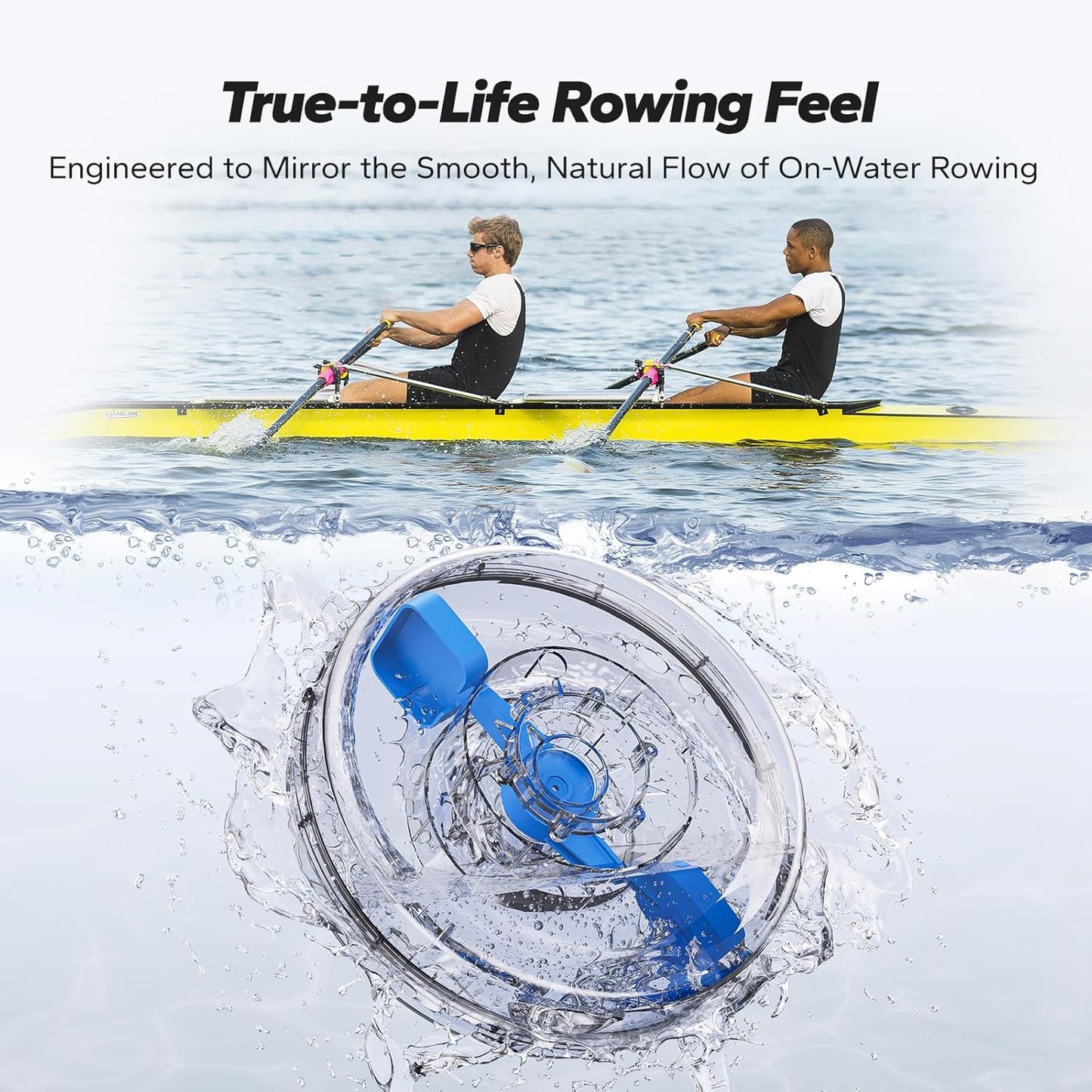 Foldable Water Rowing Machine | Wooden Home Gym Rower with App & LCD Monitor