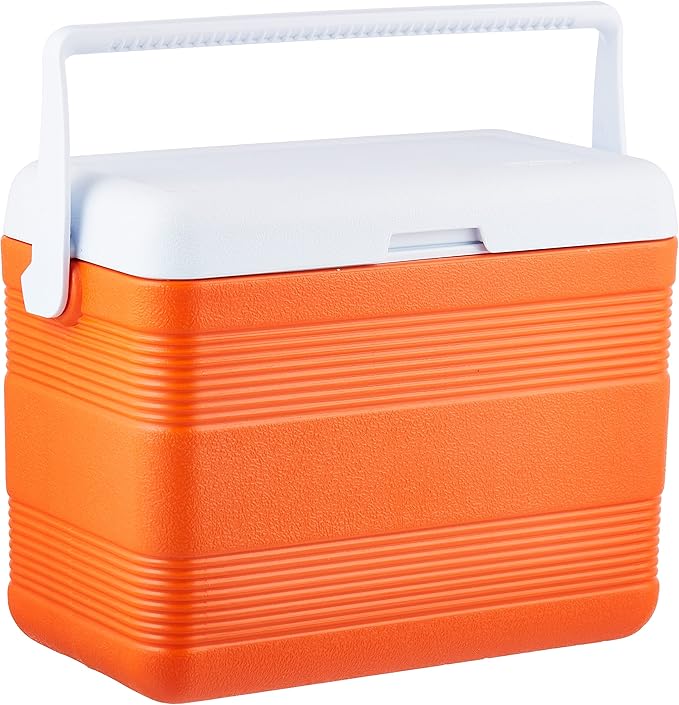 30L Deluxe Plastic Cooler Icebox Orange – Portable Insulated Picnic Cooler with 5-Day Ice Retention