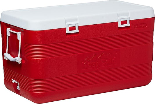 127L Plastic Cooler Icebox Deluxe Red – Heavy Duty Insulated Cooler with 6-Day Ice Retention