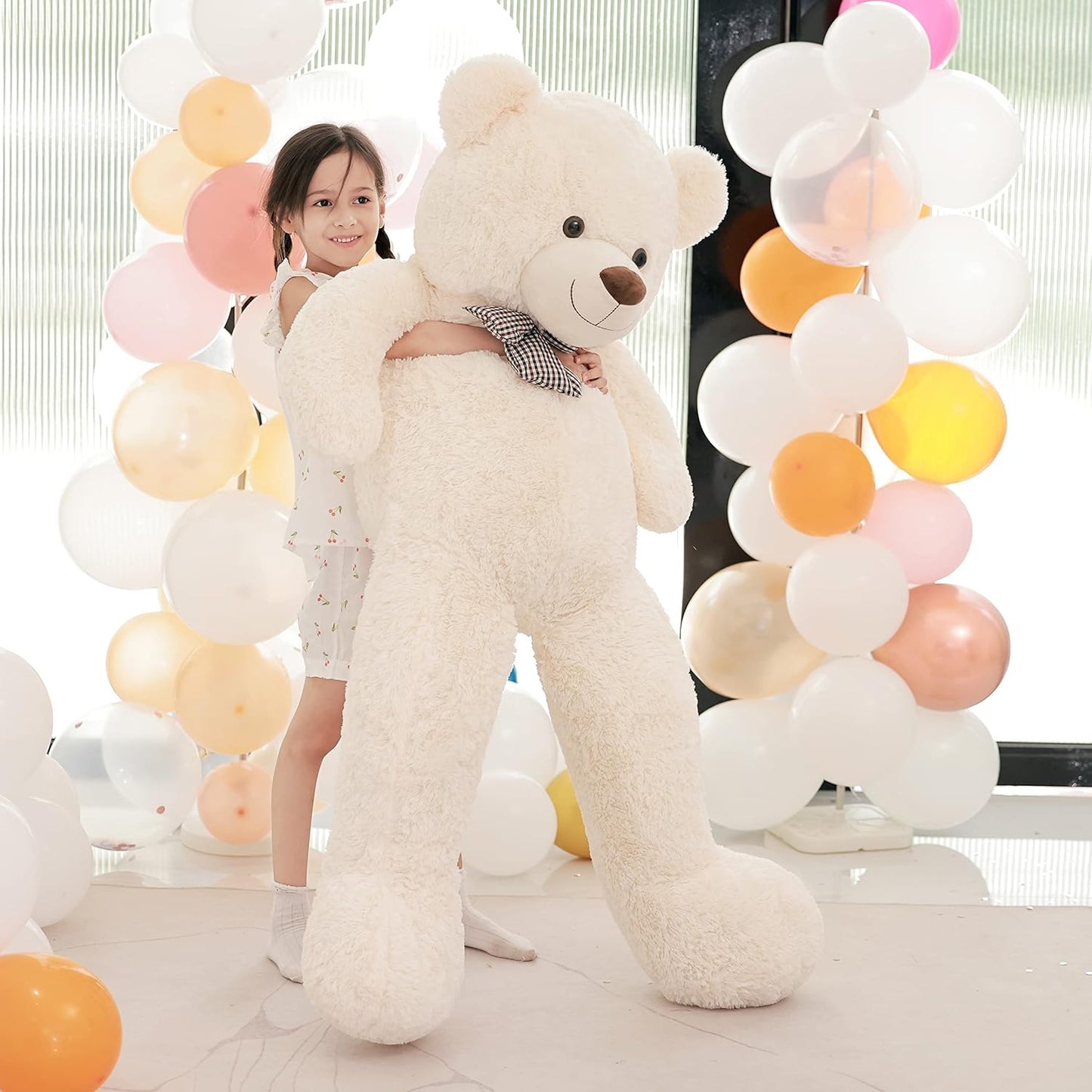 Poutmac 55 inch Giant Teddy Bear Stuffed Animal White Big Plush Teddy Bear Valentine's Gift for Girlfriend Soft Stuffed Bear Animals for Christmas,Birthday,Mother's Day - COOLBABY