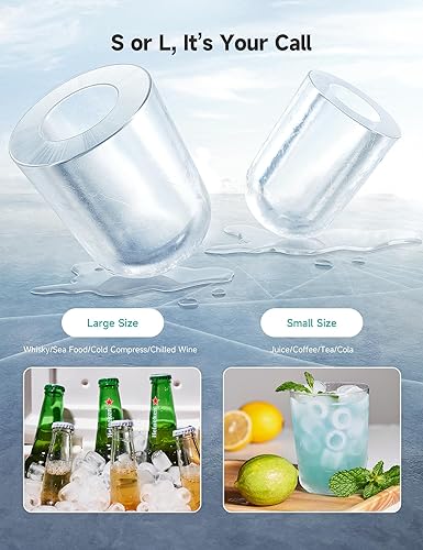 Compact Ice Maker – 15kg/Day, 2 Ice Sizes, Self-Cleaning & Portable with Handle (Black) - COOLBABY