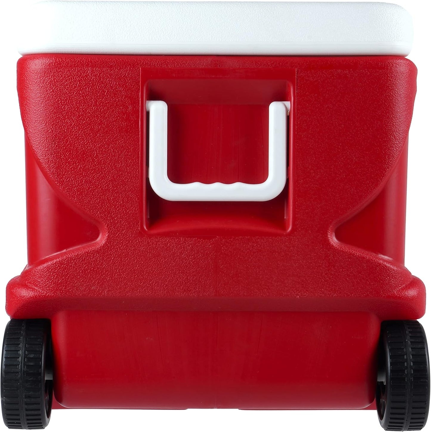 84L Deluxe Plastic Cooler Icebox with Wheels Red – Heavy Duty Insulated Cooler with 6-Day Ice Retention