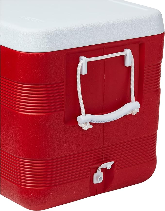 127L Plastic Cooler Icebox Deluxe Red – Heavy Duty Insulated Cooler with 6-Day Ice Retention