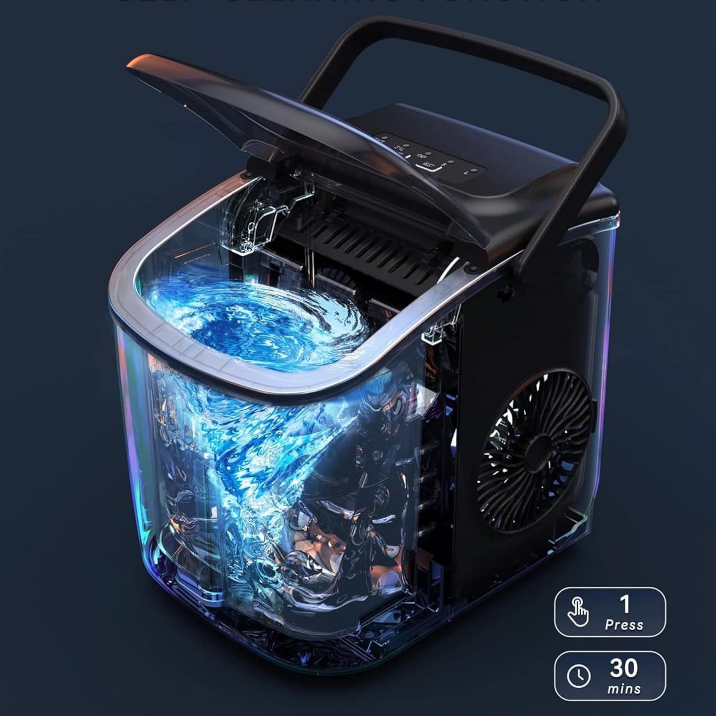 Portable Compact Ice Maker (Black, 26 lbs/24H)