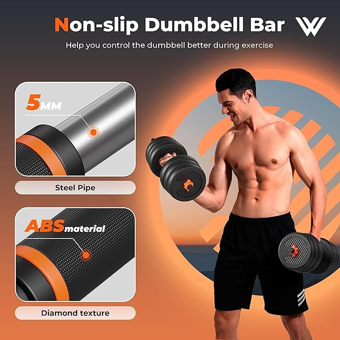 4 in 1 Adjustable Dumbbell Set - Dumbbell & Barbell Set & Kettlebell & Push-up Bracket, Multi-Mode Set, 25KG - COOLBABY