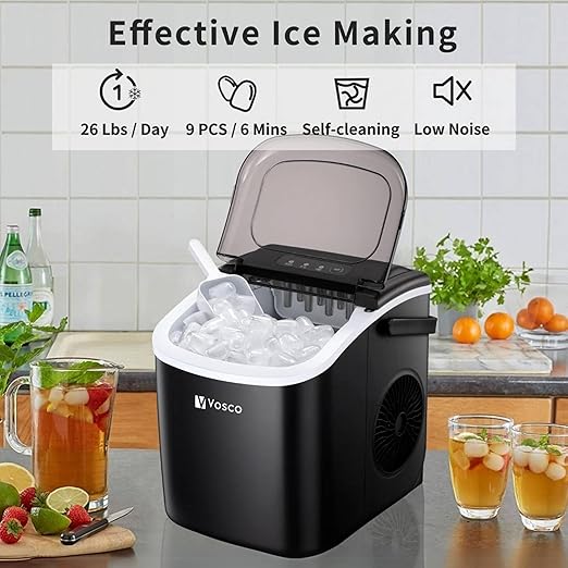 Portable Compact Ice Maker (Black, 26 lbs/24H)