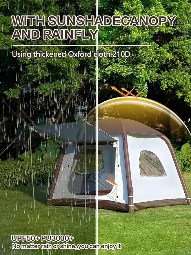 2-4 person inflatable camping tent, easy to install outdoor tent, inflatable house tent with anti-mosquito screens - COOLBABY