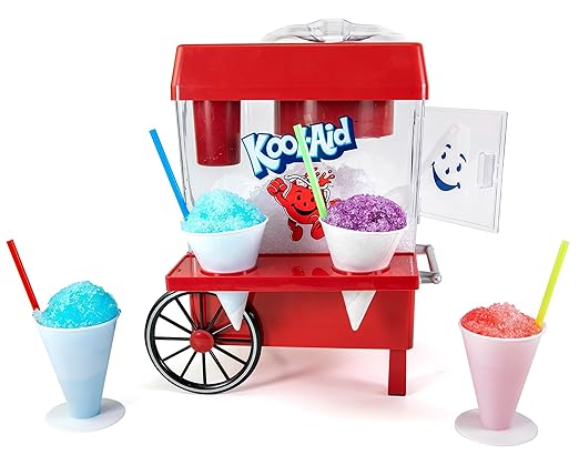 Snow Cone Shaved Ice Machine - Retro Table-Top Slushie Machine Makes 20 Icy Treats, Red - COOLBABY