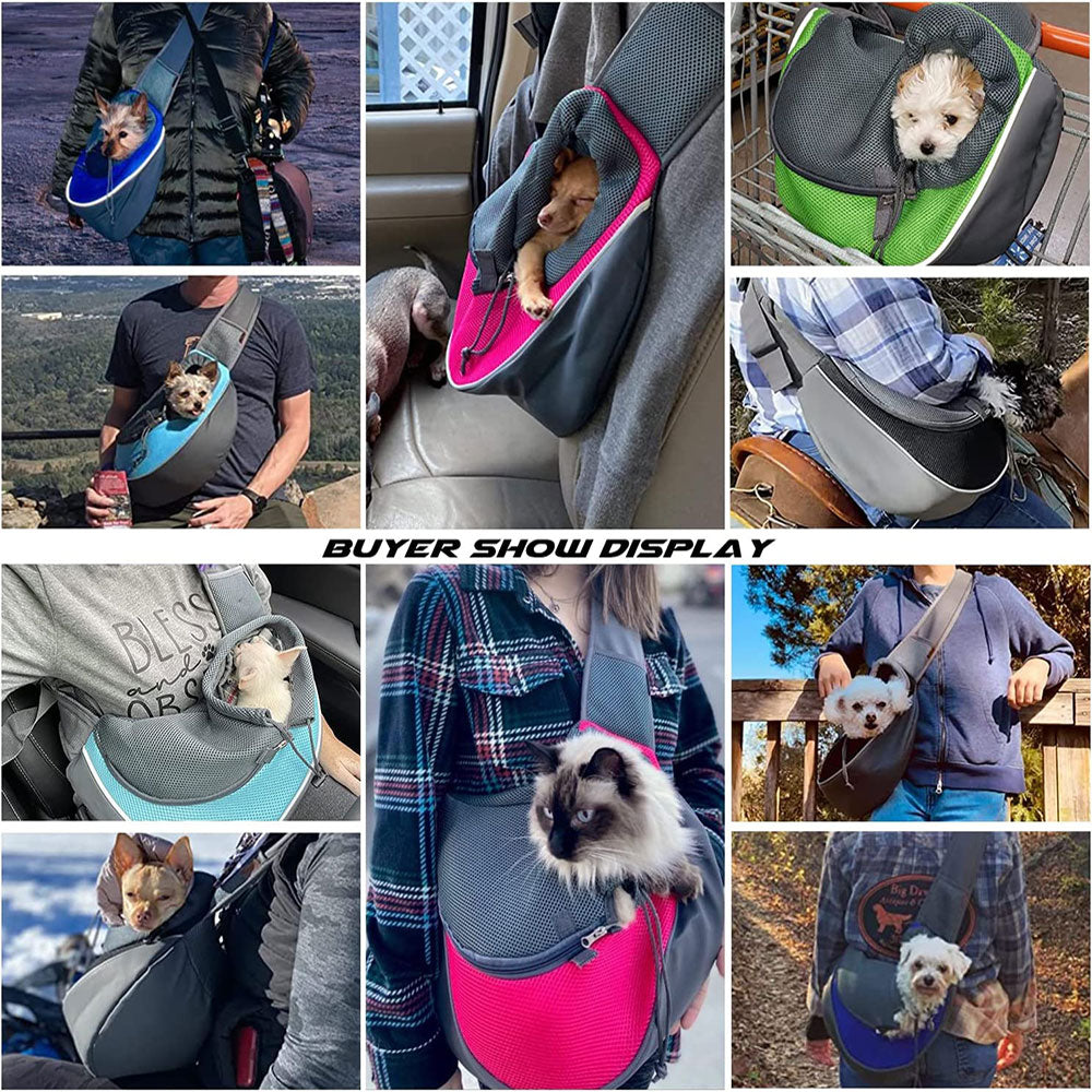 COOLBABY LZM-CWBB03 Pet Dog Out Carrying Bag,Pet Dog Sling Carrier Breathable Mesh Travel Safe Sling Bag Carrier for Dogs Cats,Within 3 kg,Small,38 * 10 * 20CM - COOL BABY