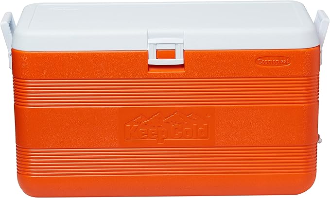 70L Plastic Cooler Icebox Deluxe with Wheels Orange – Heavy Duty Insulated Cooler with 6-Day Ice Retention