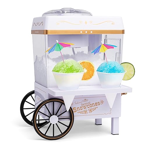 Snow Cone Shaved Ice Machine - Table-Top Slushie Machine Makes 20 Icy Treats, White - COOLBABY