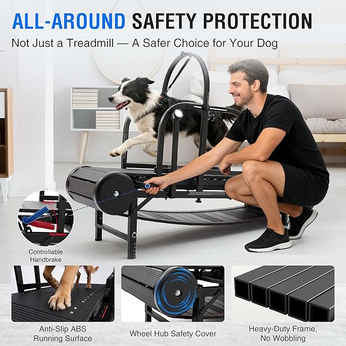Non‑Motorized Dog Treadmill for Large Dogs – Wide Slatmill with Pedometer, Self‑Powered Running Machine with Brake & 5‑Level Incline, Heavy‑Duty Indoor Dog Exercise Equipment