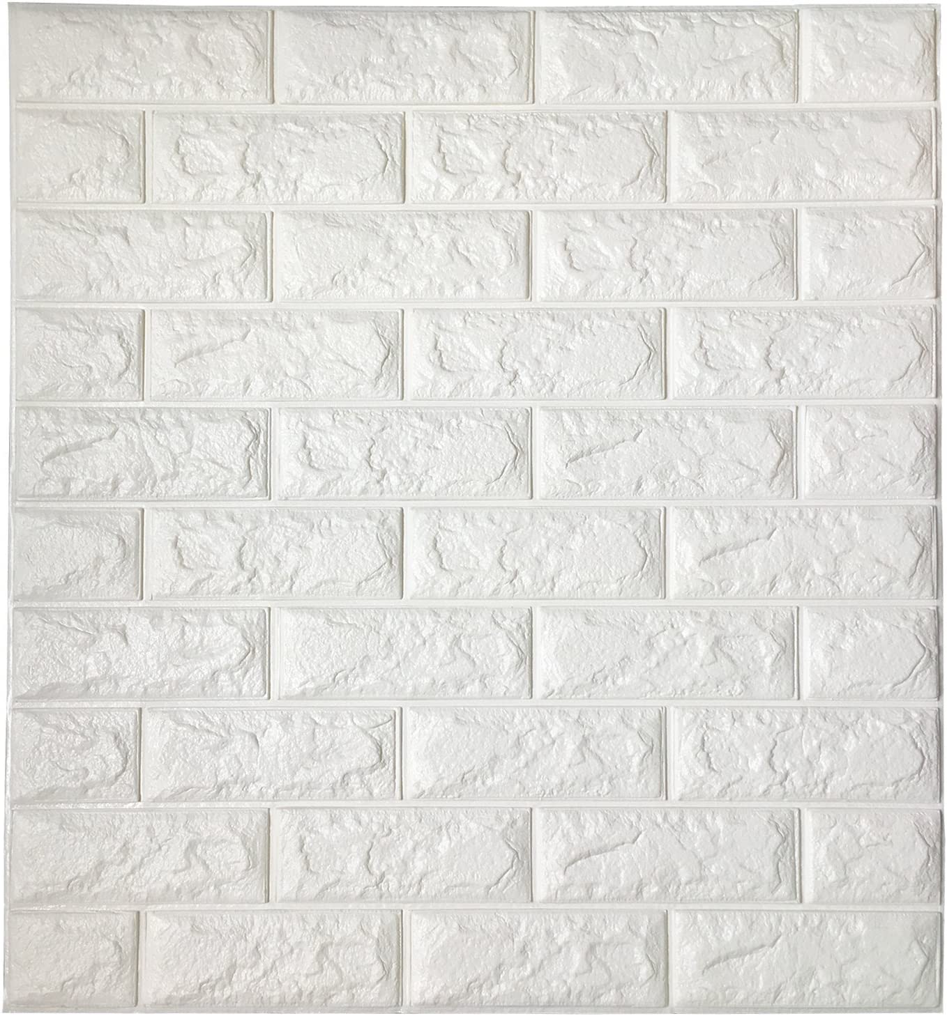 COOLBABY QZ10P-WT 10PC 3D Wall Sticker Self-Adhesive Wall Panels Waterproof PE Foam White Wallpaper for Living Room TV Wall and Home Decor (Brick 10 Pack - 58 Sq Ft) - COOL BABY