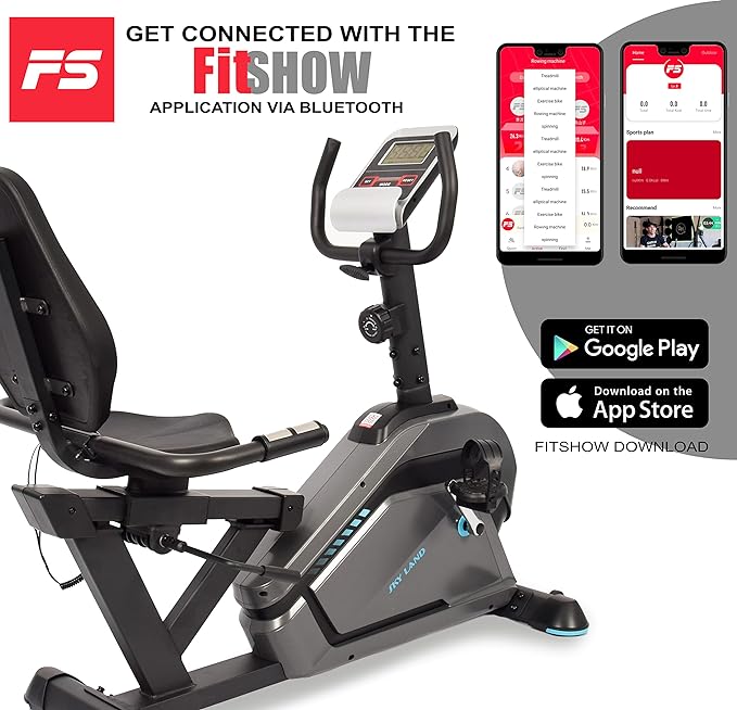 Fitness Exercise Bike | Magnetic Recumbent Bike With Smart FS Workout App | 8-level Magnetic Resistance | 2-way flywheel | Big LCD screen & Tablet Rack - COOLBABY