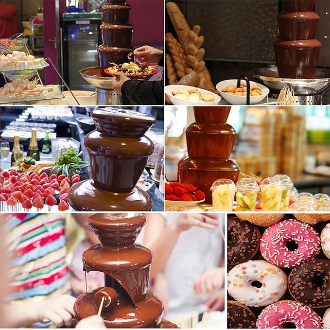 Chocolate Fountain, Stainless Steel Heated Basin, 5 Tiers Electric Melting Machine, Fondue Pot for Chocolate Candy, Ranch, Cheese, Birthday Celebration - COOLBABY