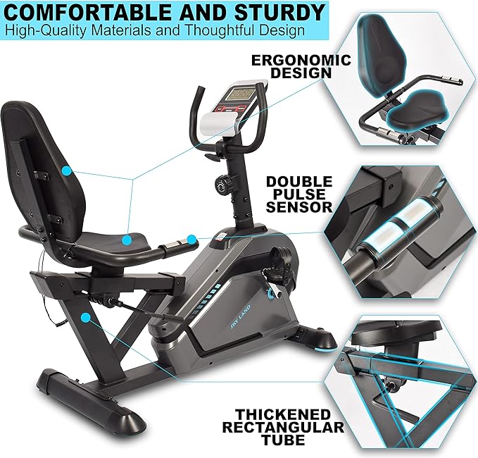 Fitness Exercise Bike | Magnetic Recumbent Bike With Smart FS Workout App | 8-level Magnetic Resistance | 2-way flywheel | Big LCD screen & Tablet Rack - COOLBABY