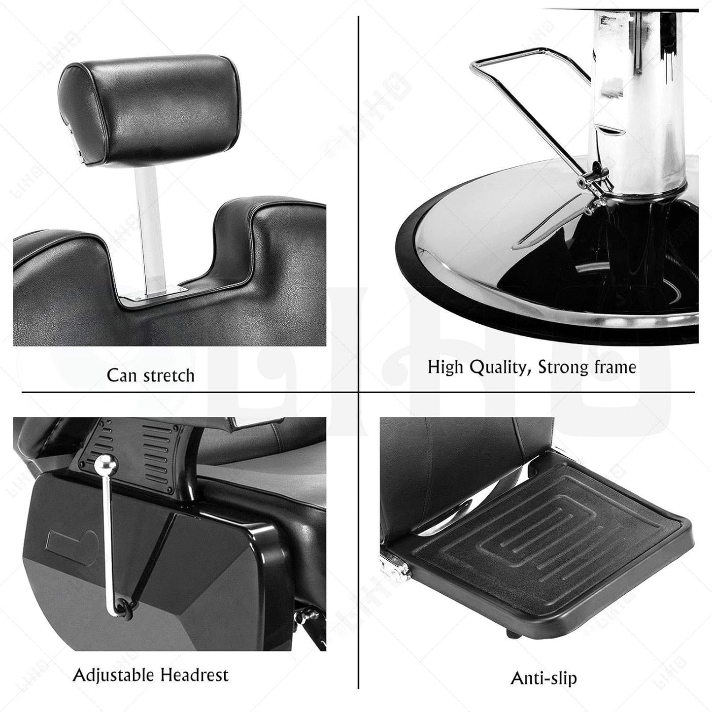 Men Salon Hydraulic Adjustable Height Chair - Black