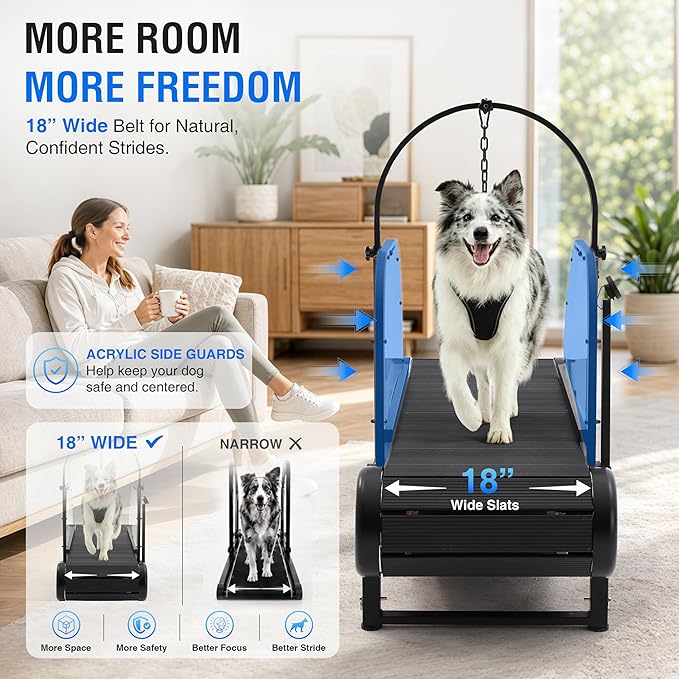 Non‑Motorized Dog Treadmill for Large Dogs – Wide Slatmill with Pedometer, Self‑Powered Running Machine with Brake & 5‑Level Incline, Heavy‑Duty Indoor Dog Exercise Equipment