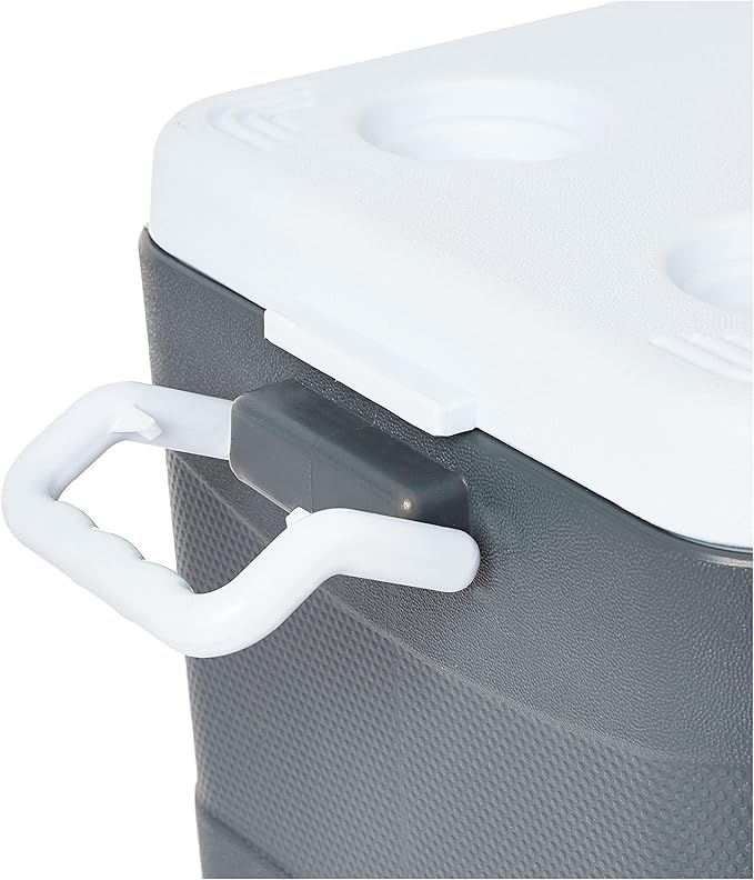 46L Plastic Picnic Cooler Icebox Cool Grey – Portable Insulated Cooler with 3-Day Ice Retention